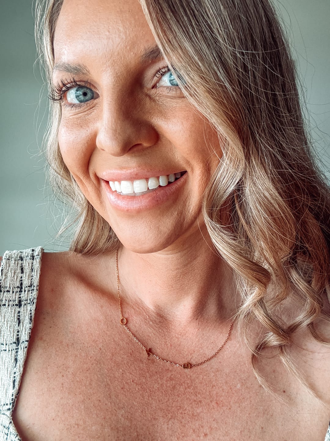 Customer photo review of Personalized Sideway Initial Necklace 18K Best Seller