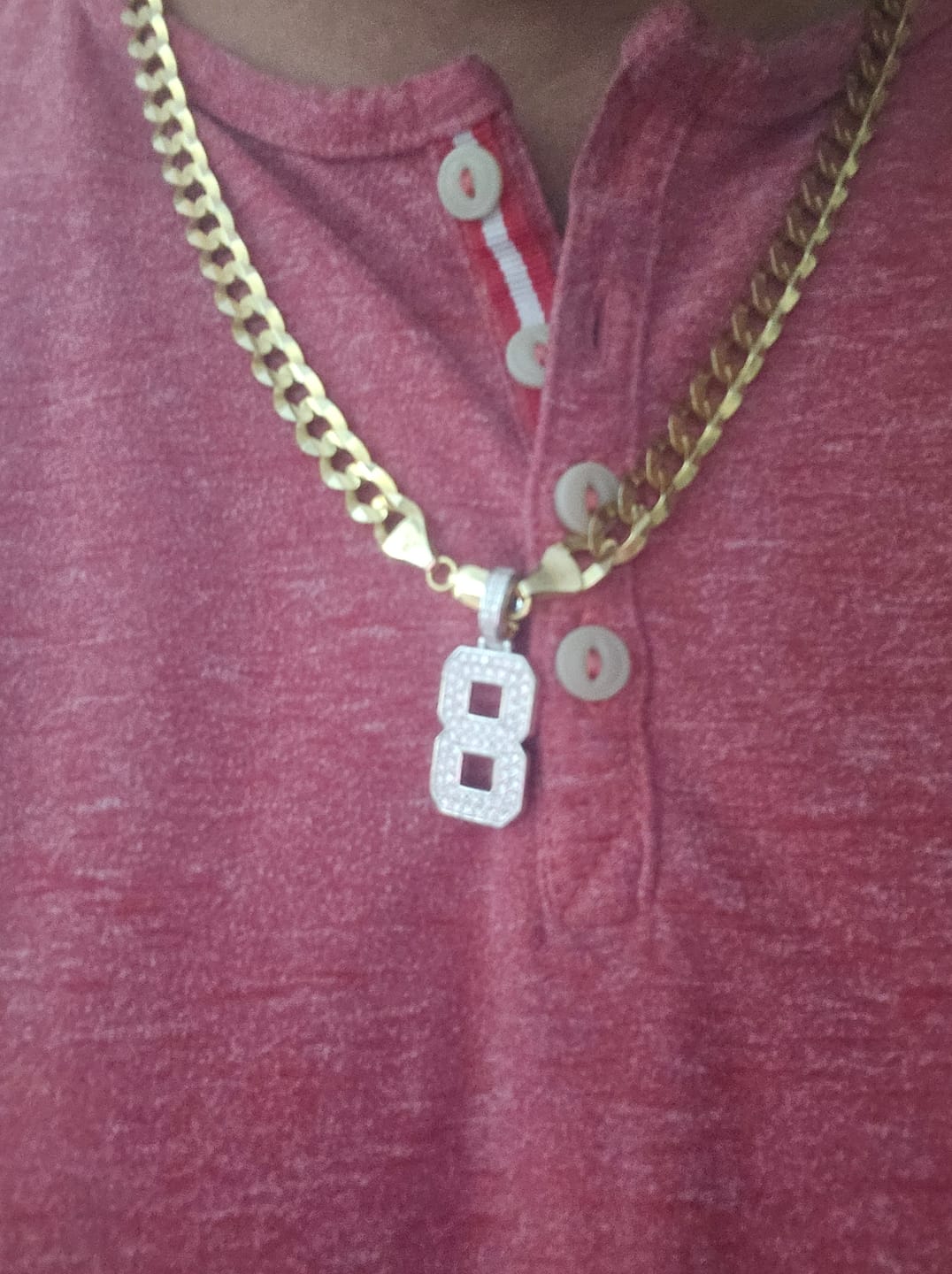 Customer photo review of Iced Jersey Number Pendant with Moissanite Diamonds (Silver Rhodium)