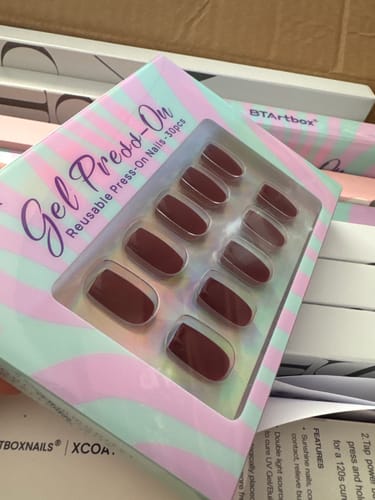 Customer photo review of Cozy Cocoa Square Nails - Press On Nails