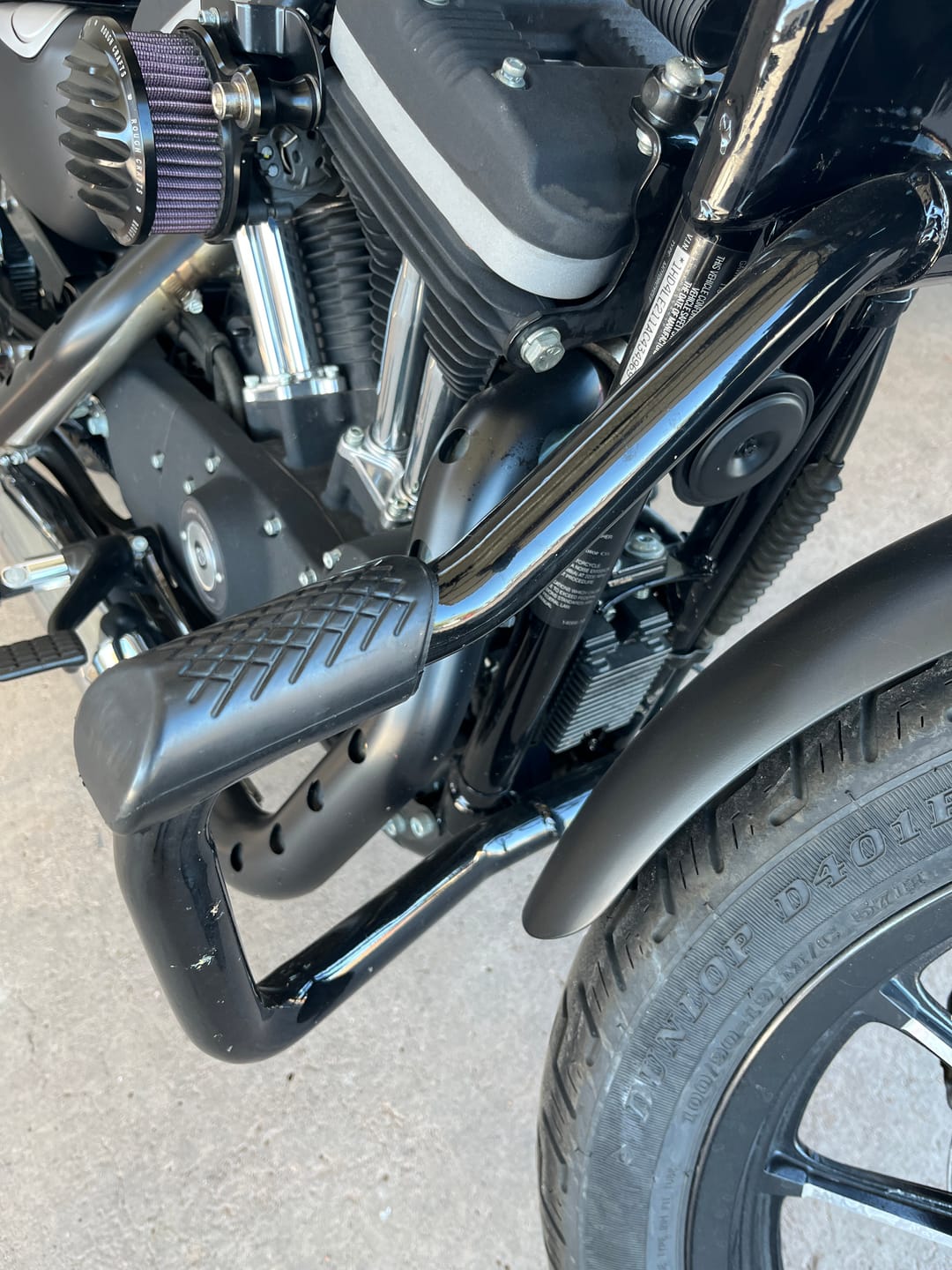 Customer photo review of Viking Iron Born Motorcycle Crash Bar/Engine Guard for Harley Sportster 883 Iron XL883N Gloss Black