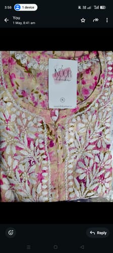 Customer photo review of Inayah Beige & Pink Mulmul Long Kurta