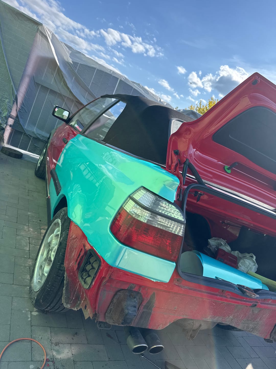 Customer photo review of Candy Metallic Neon Ice Blue Vinyl Wrap
