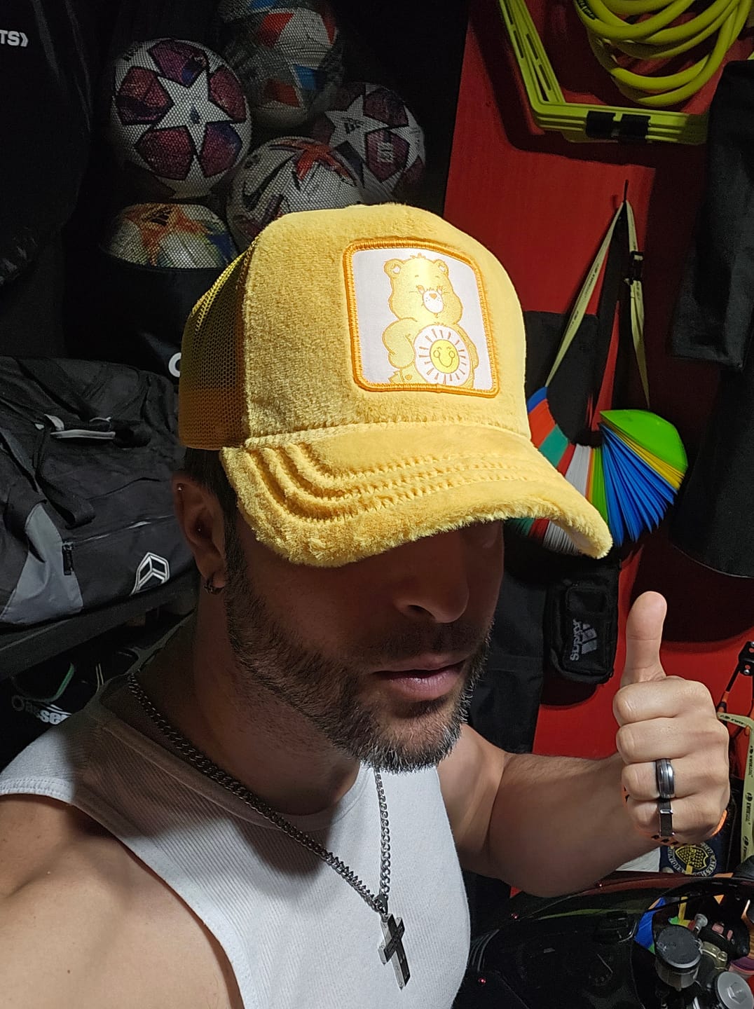 Customer photo review of OVERLORD X Care Bears:  Funshine Bear Trucker Cap