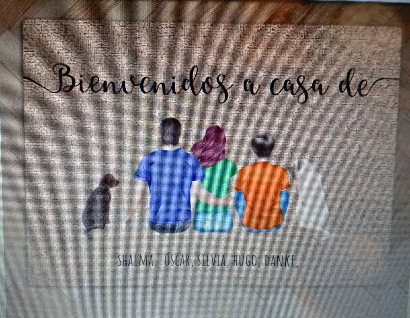 Customer photo review of Familia - Felpudo personalizado