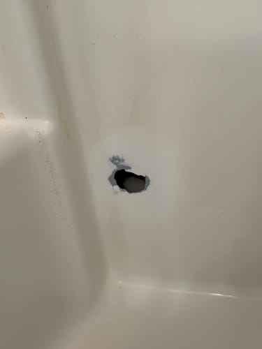 Customer photo review of Large Wall Damage - Tub and Shower Repair Kit