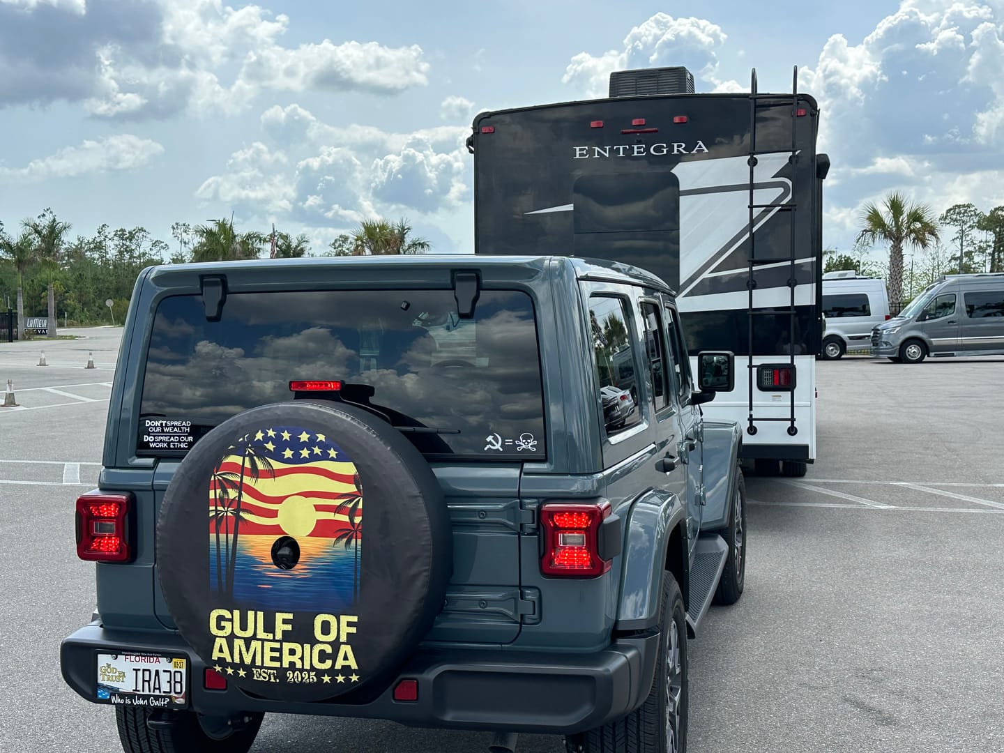 Customer photo review of Gulf Of America Spare Tire Cover Est 2025 American Flag Retro TS02