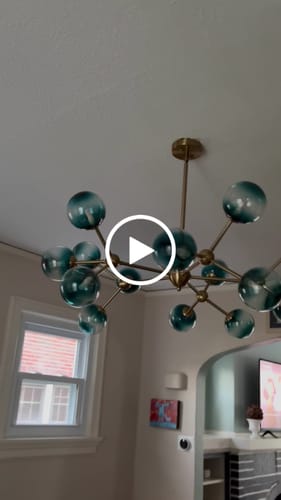 Customer video review of 15-Light Blue Glass Globe Bubble Sputnik Branch Chandelier
