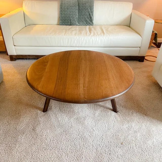 Customer photo review of Sidney Round Coffee Table - Solid Walnut Wood - Mid Century Modern Design