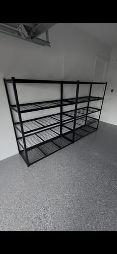 Customer photo review of REIBII Garage Shelving 60"W Adjustable Heavy Duty Metal Shelving Rust-Resistant Garage Organization for Warehouse, Basement,Workshop