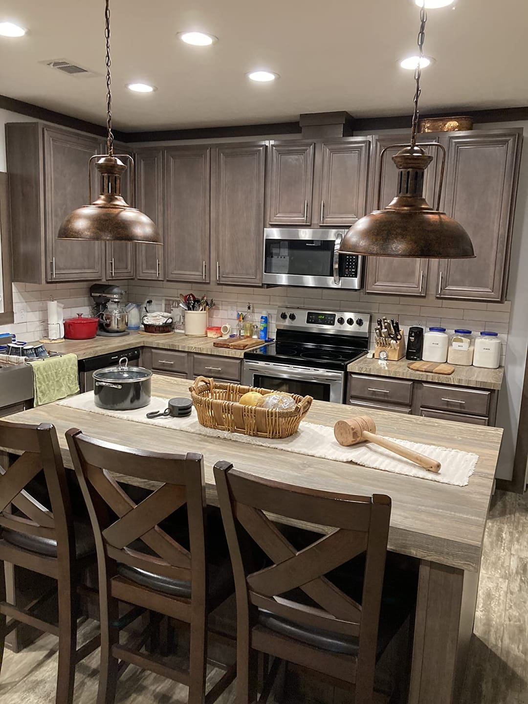 Customer photo review of Farmhouse Rustic Rusty Dome Pendant Light