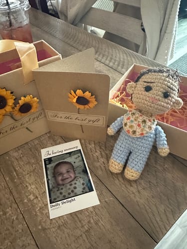 Customer photo review of Dolly® Personalized Crochet Doll with Photo Card