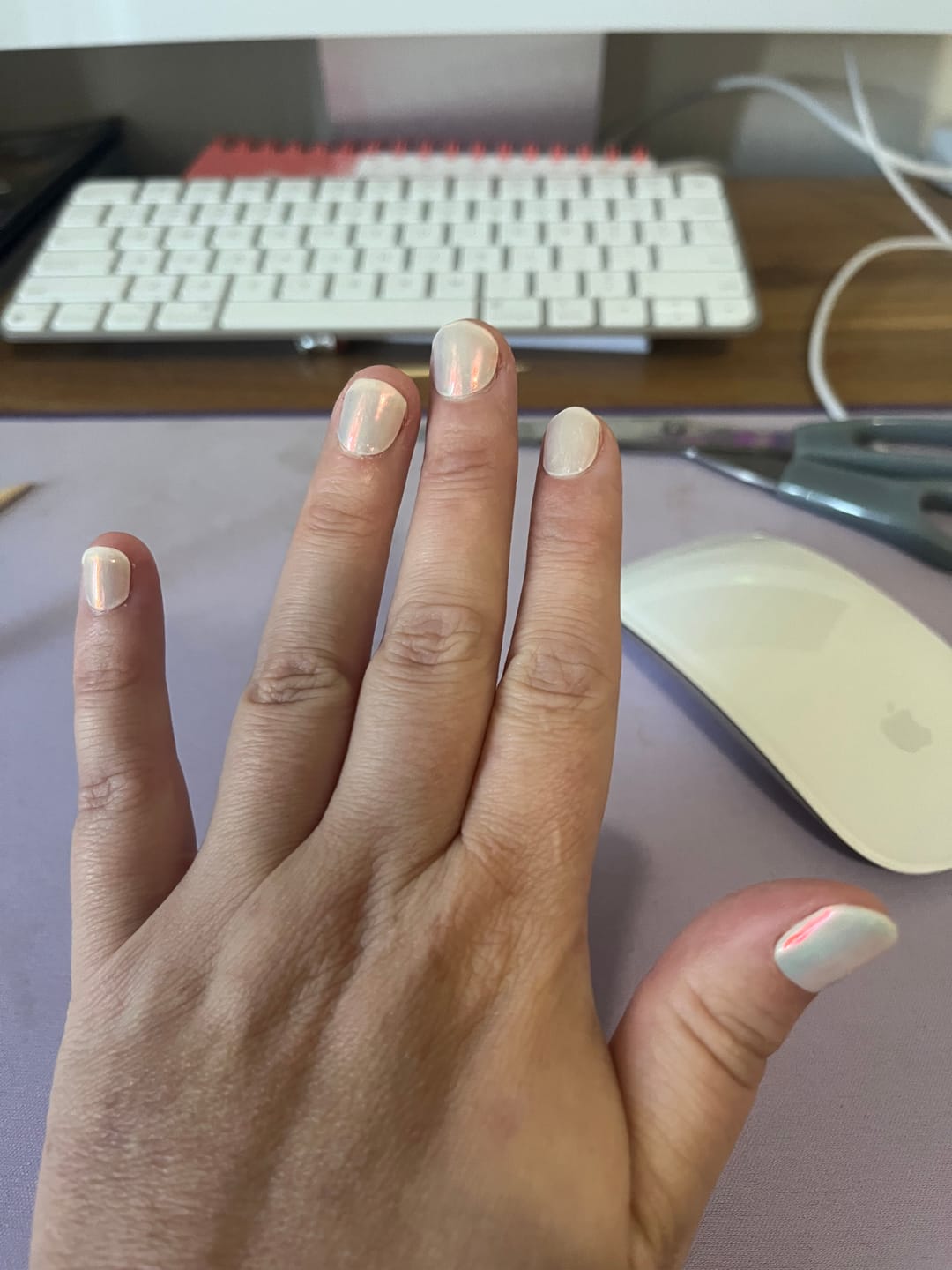 Customer photo review of Aqua Pink (Pearlescent) DIY Semicured Gel Nail Sticker Kit