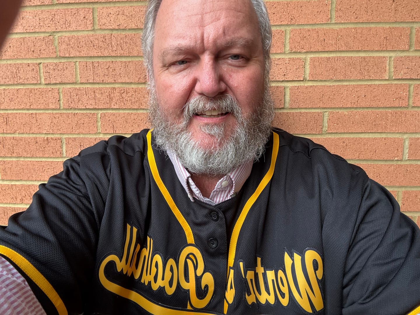 Customer photo review of Custom Black Yellow Classic Style Authentic Baseball Jersey