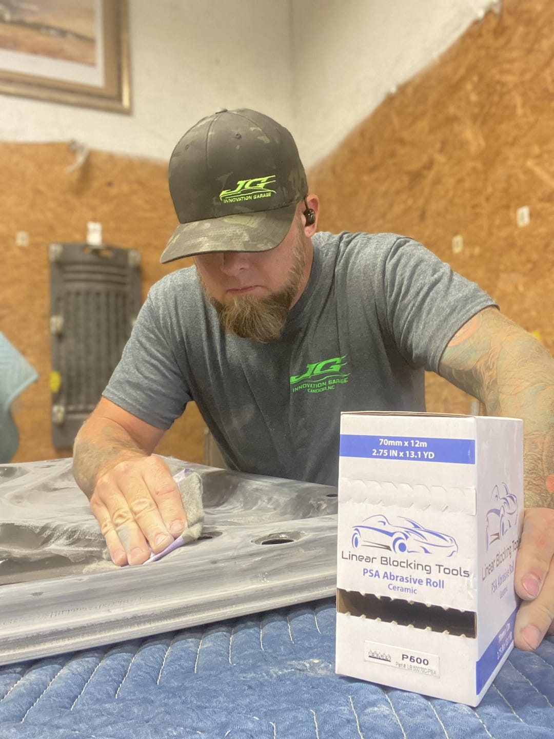 Customer photo review of Linear Blocking Tools Dry Sandpaper Kit (STICKY BACKED)