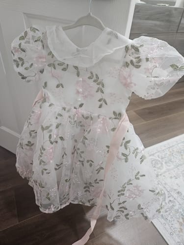 Customer photo review of Toddler Girl Birthday Party Dress White Puffy Sleeves Flower Girl Dress Princess Dress
