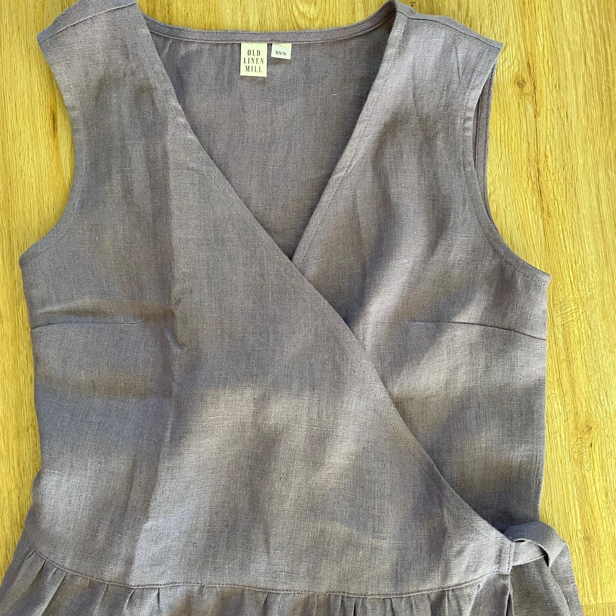 Customer photo review of Wrap Linen Sleeveless Dress