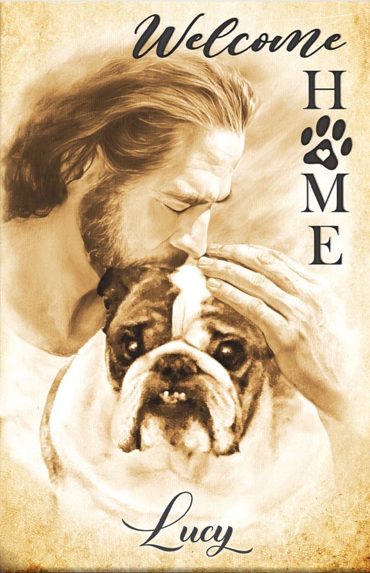 Customer photo review of Personalized Canvas Prints, Custom Photo And Name, Memorial Gift, Dog Memorial Gift, Welcome Home Jesus Dem Canvas