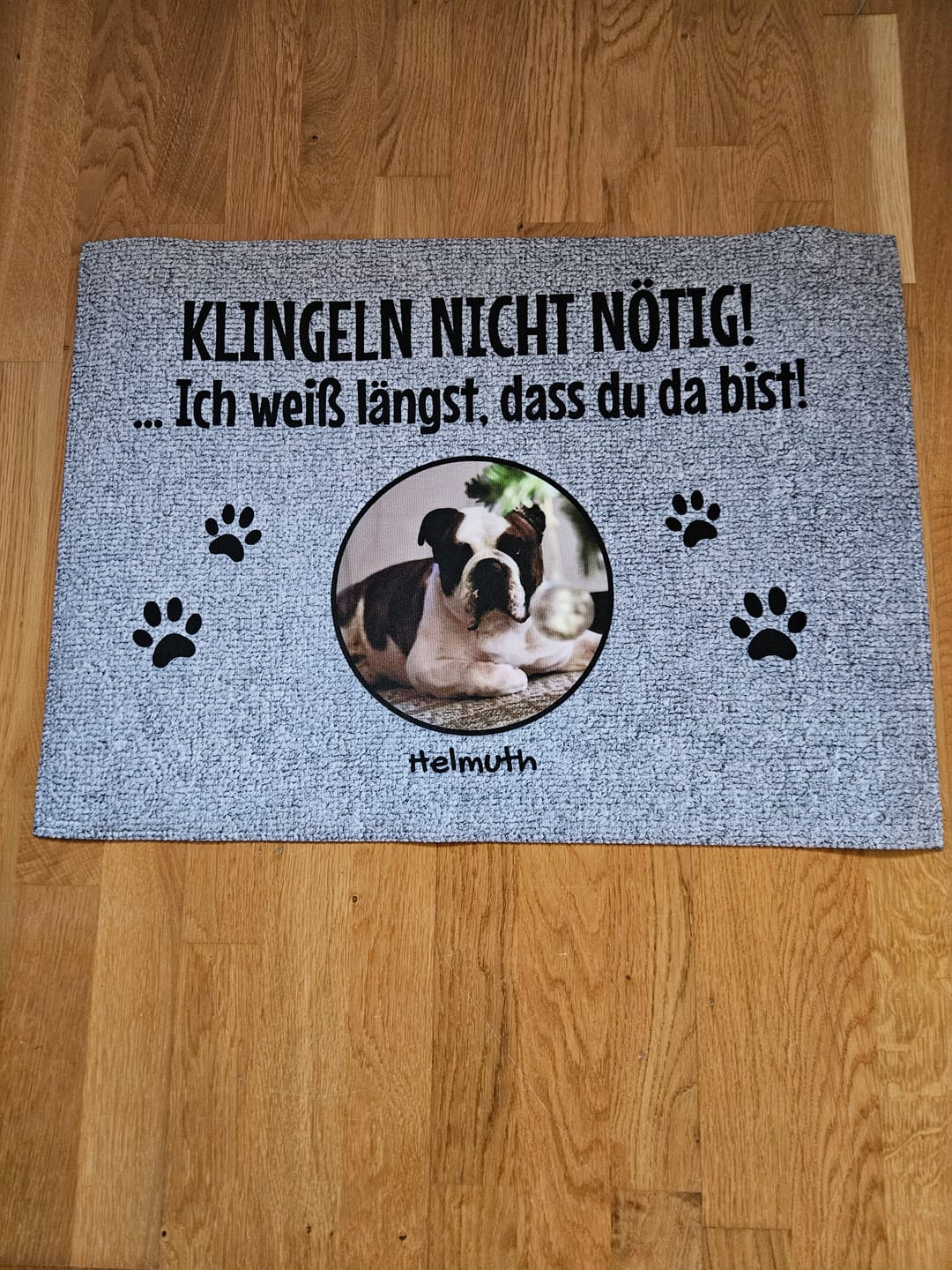 Customer photo review of Klingeln nicht nötig mit Foto - individuelle Fußmatte