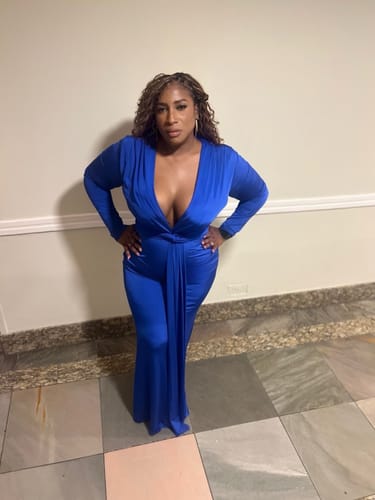 Customer photo review of Niya Front Twist Drape Maxi Dress - Royal Blue