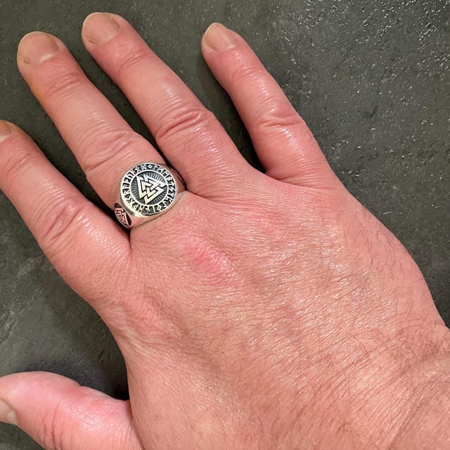 Customer photo review of 925 Sterling Silver Valknut Ring with Runes