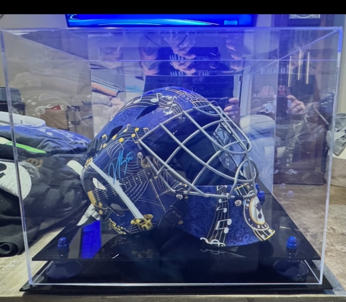 Customer photo review of Acrylic Catchers or Goalie Helmet Display Case - Mirror No Wall Mounts (A002/V44)