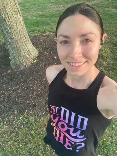 Customer photo review of But Did You Die Rocker Tank Top