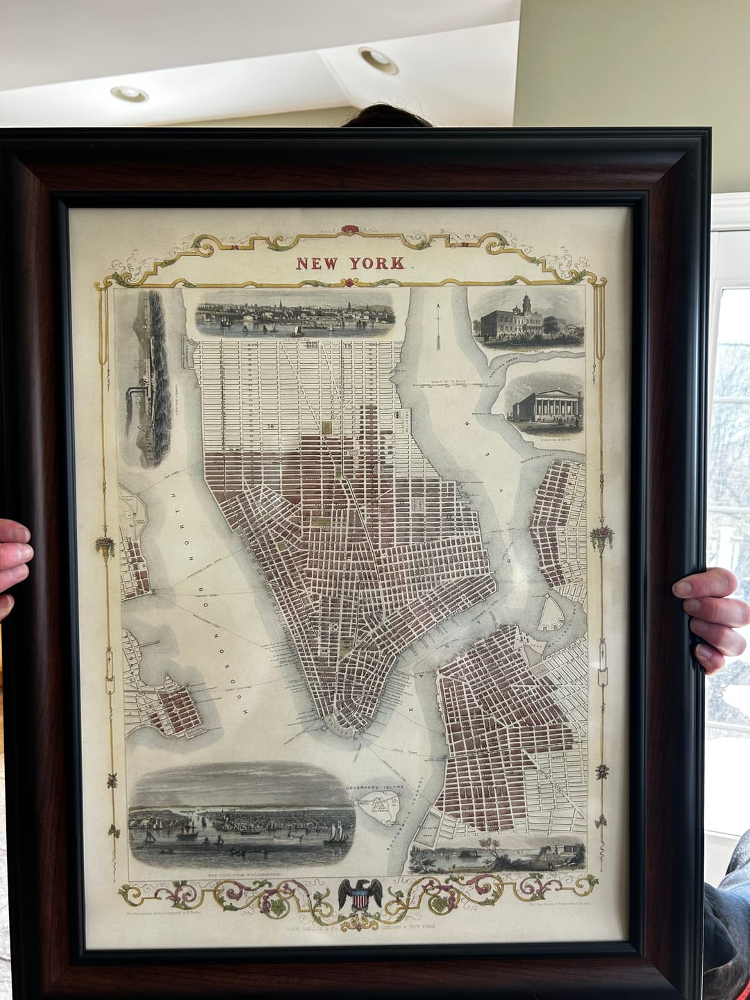 Customer photo review of Old Map of New York City by Tallis & Rapkin, 1851: Manhattan, Brooklyn, Williamsburgh, City Hall, Custom's House