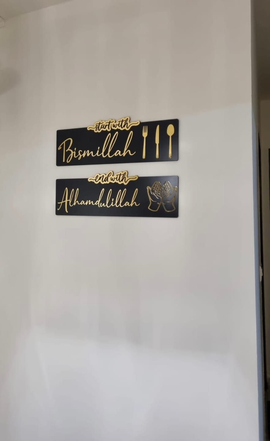 Customer photo review of Start with Bismillah, End with Alhamdulillah Wooden Islamic Wall Art