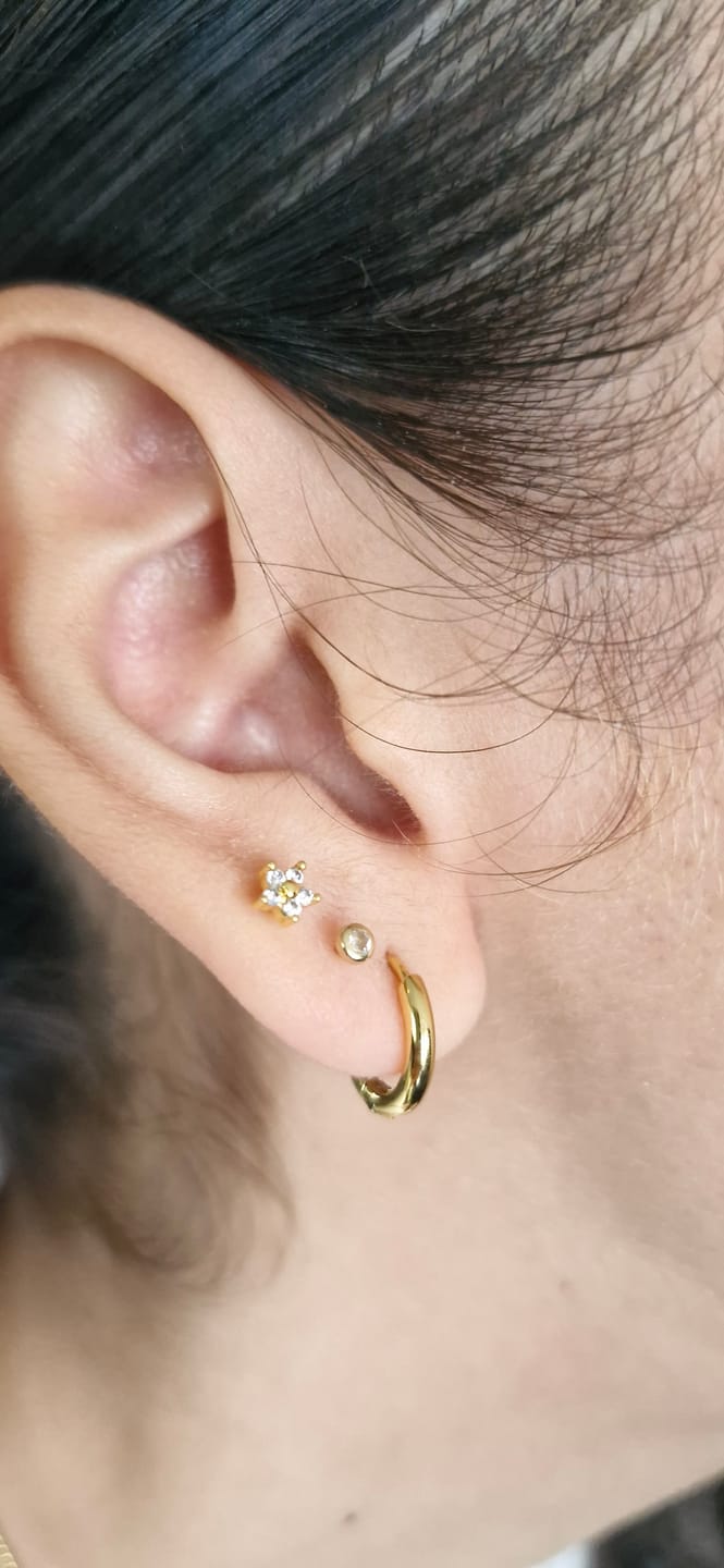 Customer photo review of Acero Quirúrgico Dorado Con Zirconias Primera Perforación