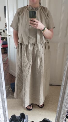 Customer photo review of Robe Monique et son boléro en lin ficelle