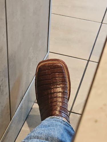 Customer photo review of Chocolate Brown - Genuine Caiman Crocodile Belly Boots