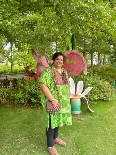 Customer photo review of Leheriya Bliss Ajrakh Kaftan