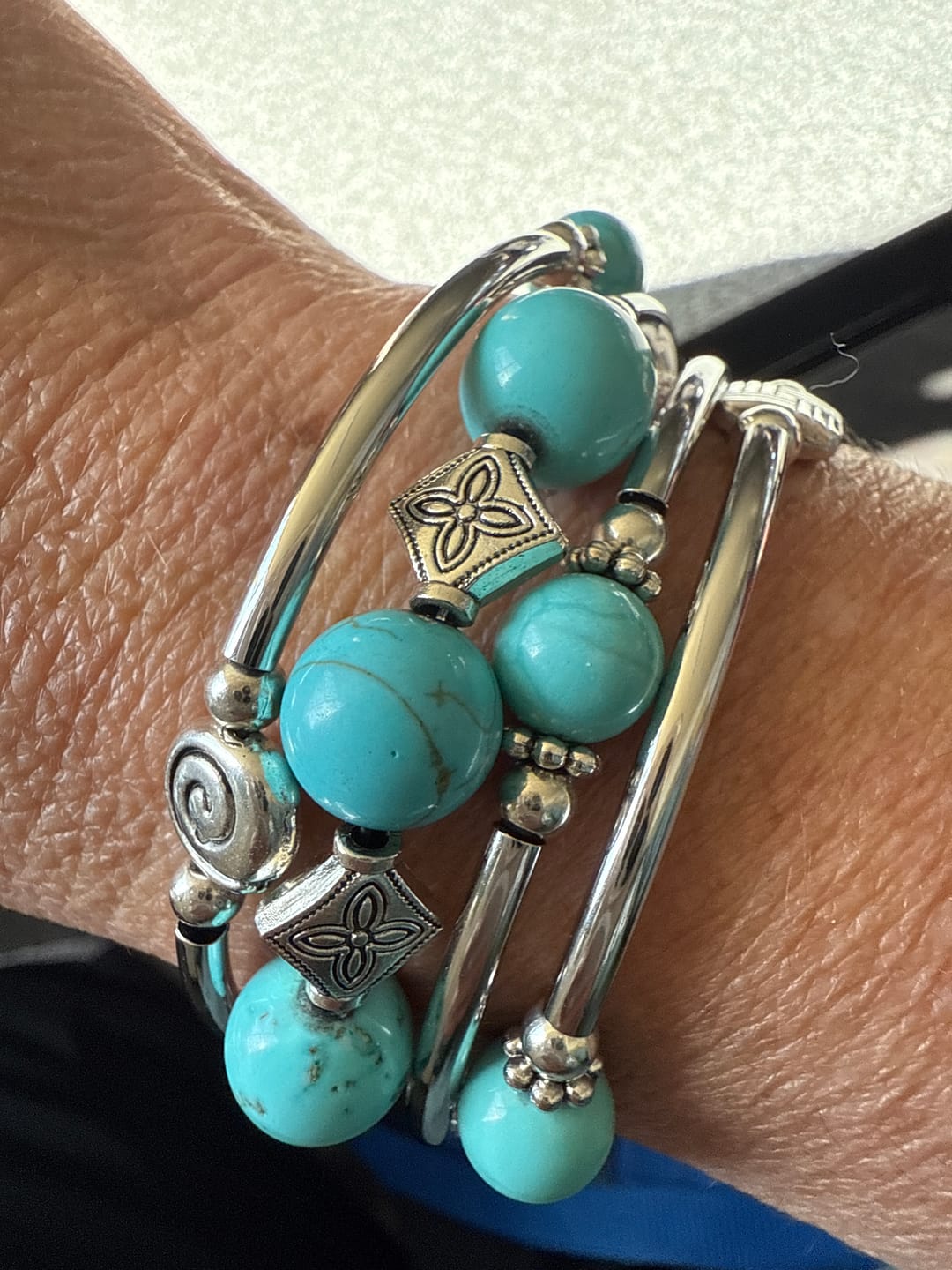Customer photo review of Buddha Stones Tibetan Turquoise Balance Bracelet