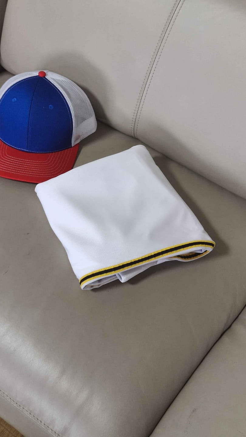 Customer photo review of Custom Red White Pinstripe Fit Stretch Practice Loose-fit Baseball Pants
