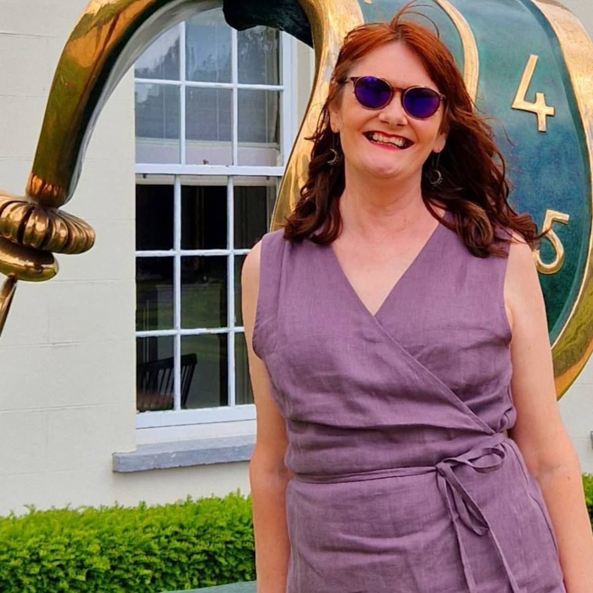 Customer photo review of Long Tie Linen Wrap Top
