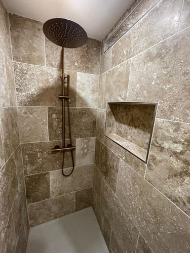 Customer photo review of Colonne de douche or rose brossé