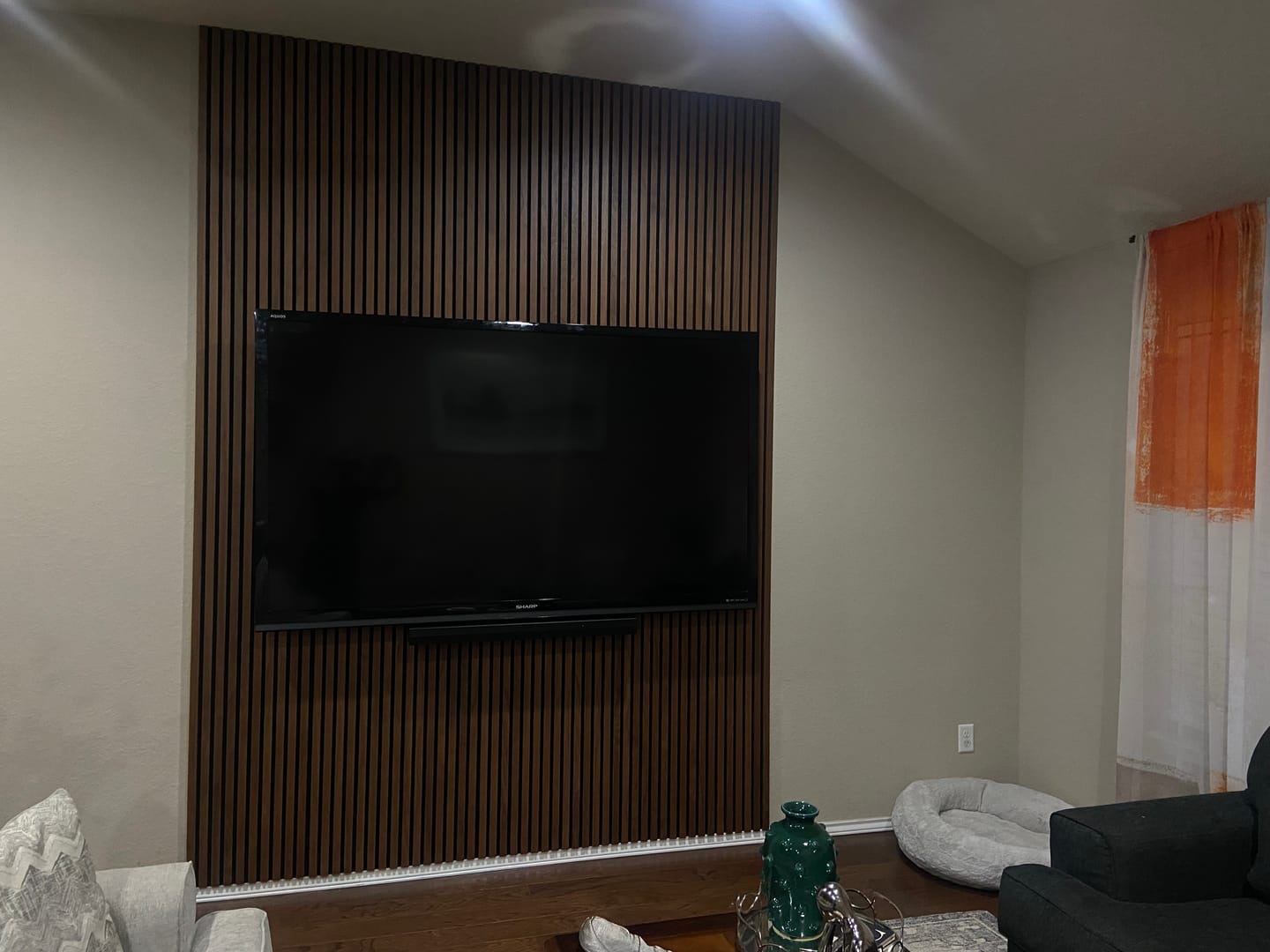 Customer photo review of Natural Walnut Acoustic Slat Panel 118" Sample