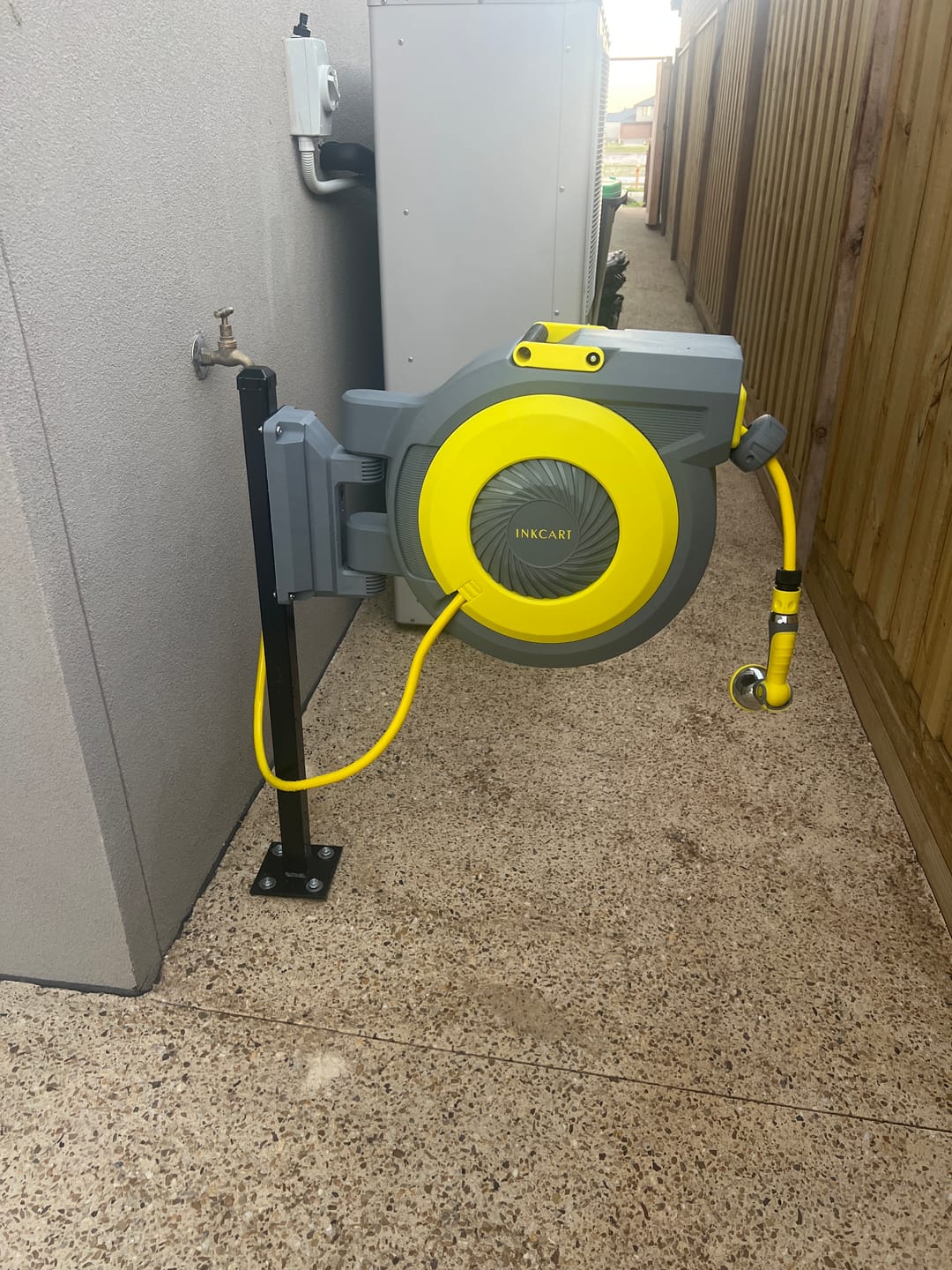 Customer photo review of 30m Retractable Garden Hose Reel.. Fully Installed