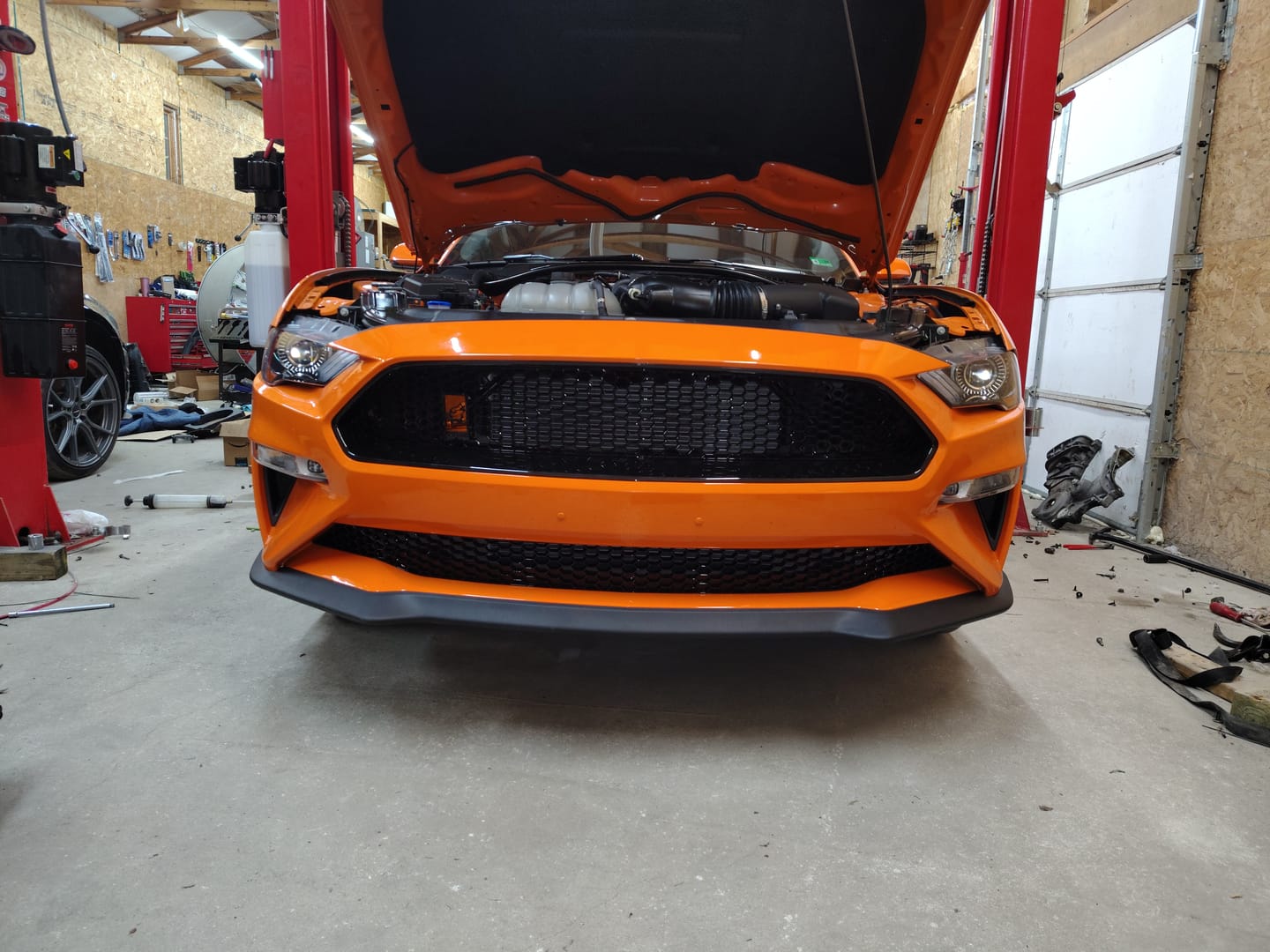 Customer photo review of Honeycomb Front Upper & Lower Mesh Grill -Glossy Black for 2018-2022 Ford Mustang