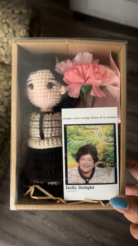 Customer photo review of Dolly® Personalized Crochet Doll with Photo Card