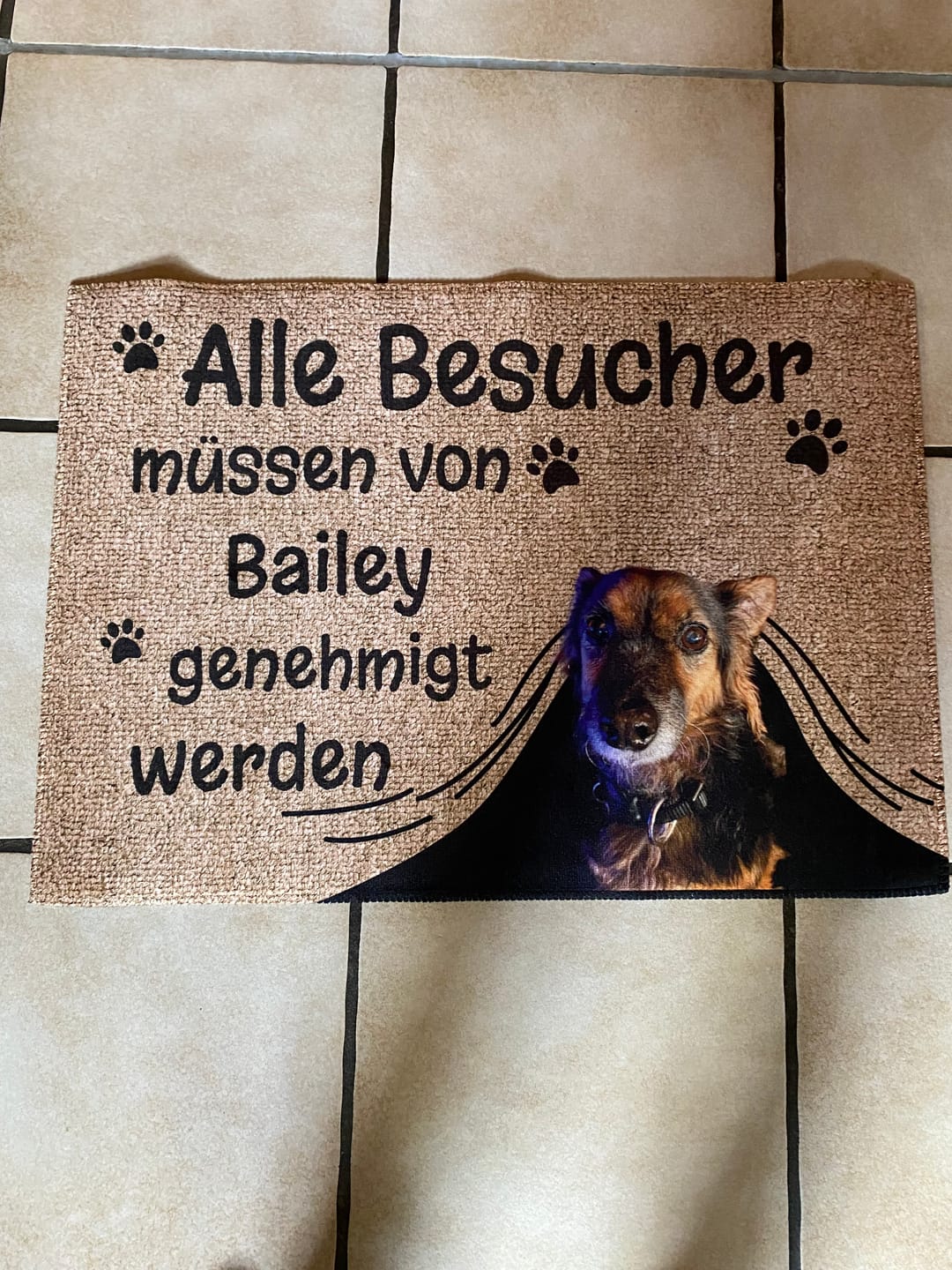 Customer photo review of Foto mit Namensschild - Individuelle Fußmatte