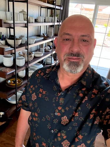 Customer photo review of Men's Summer Floral Navy Blue Button Up Short Sleeve Cotton Shirt