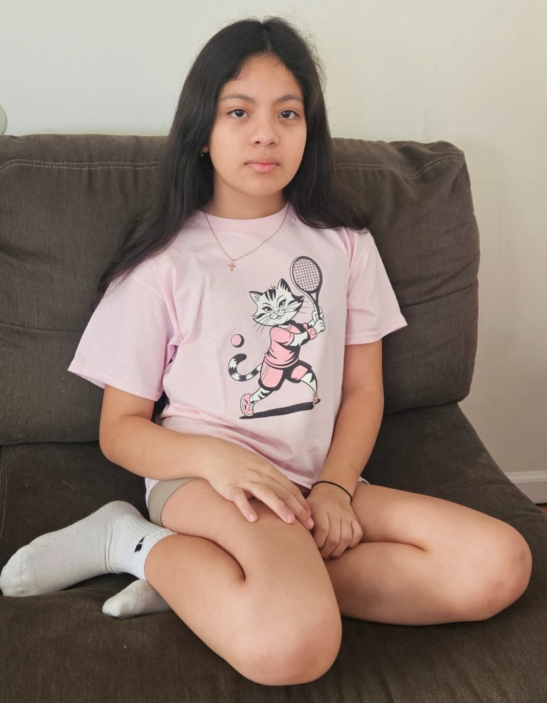 Customer photo review of Tennis Cat Kids Tee