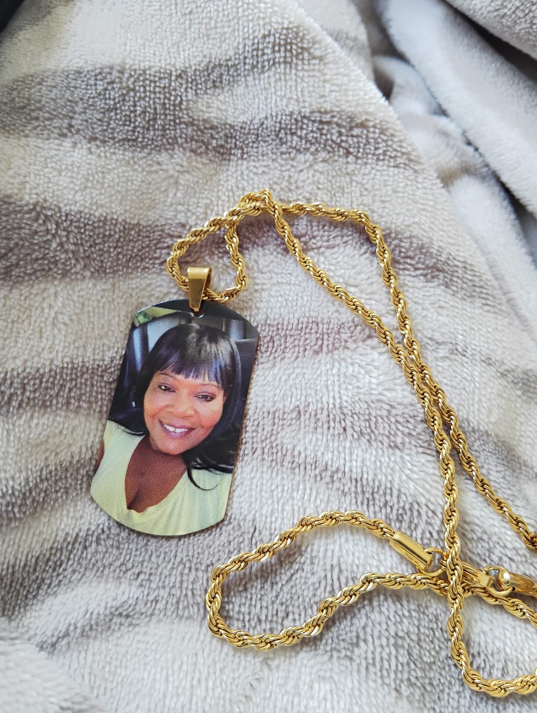 Customer photo review of Custom Military Style Colorful Photo Necklace