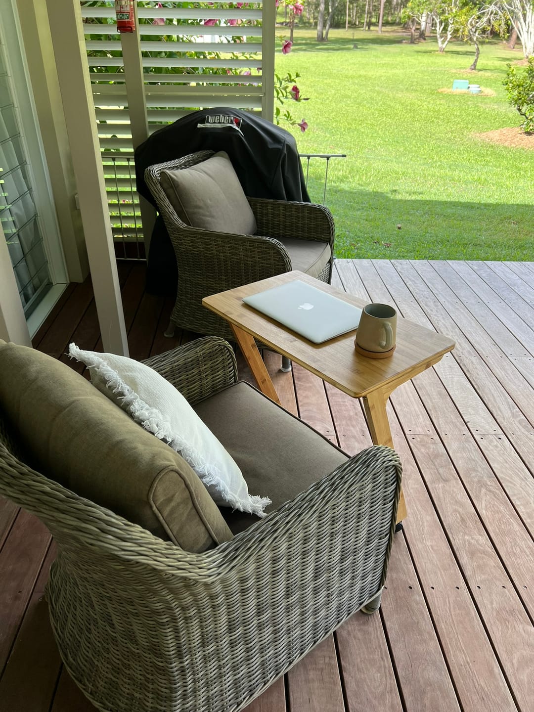 Customer photo review of Bamboo TV Tray Table with Wheels (Z Shape)