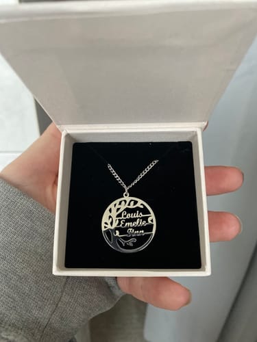 Customer photo review of Tree Of Life Necklace With Engraved Names