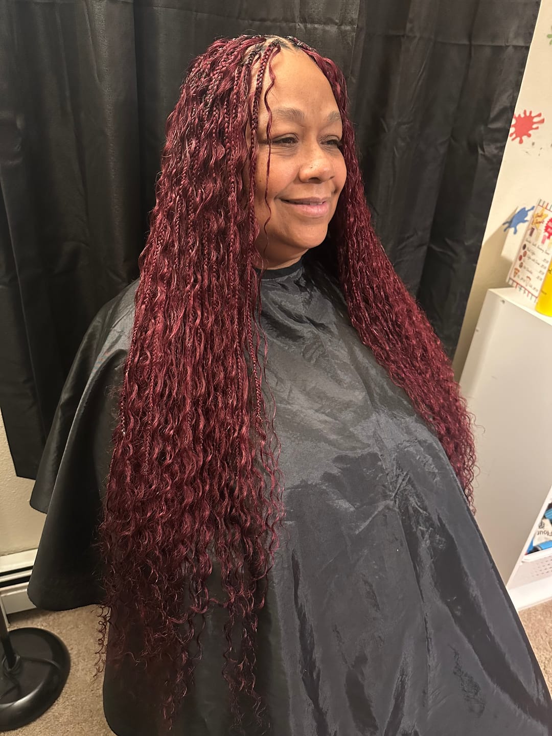 Customer photo review of Burgundy Deep Wave Bulk Hair Extensions for Braiding