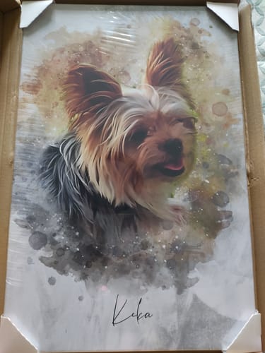 Customer photo review of Foto de tu mascota en estilo acuarela | Regalo para cachorros, perros y gatos