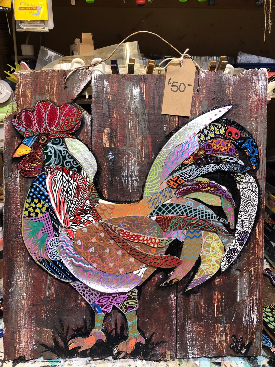 Customer photo review of Unfinished Wood Rooster Chicken Shape - Farm Animal - Craft - up to 46" DIY
