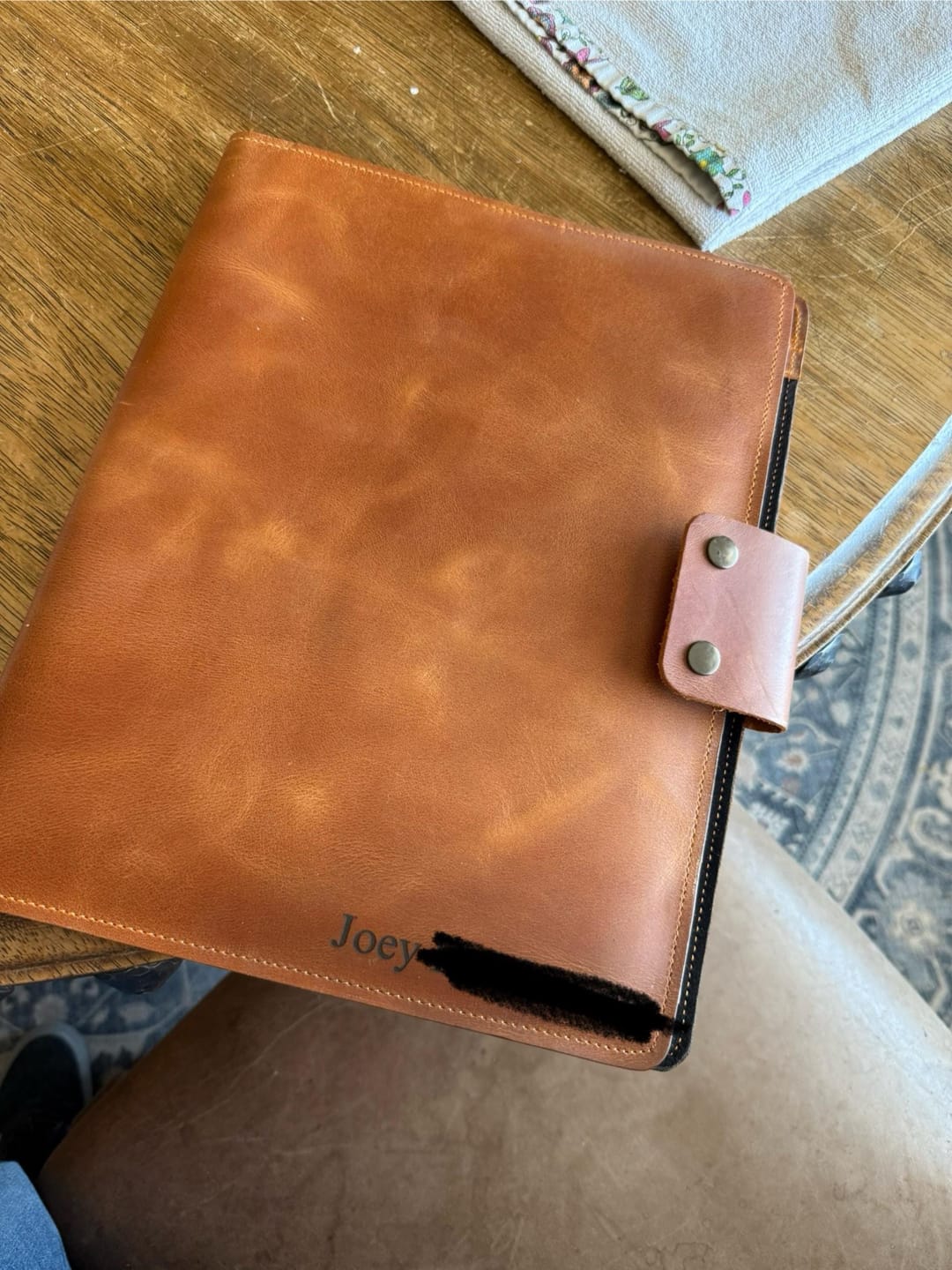 Customer photo review of Customized Leather Portfolio with Notepad & Planner